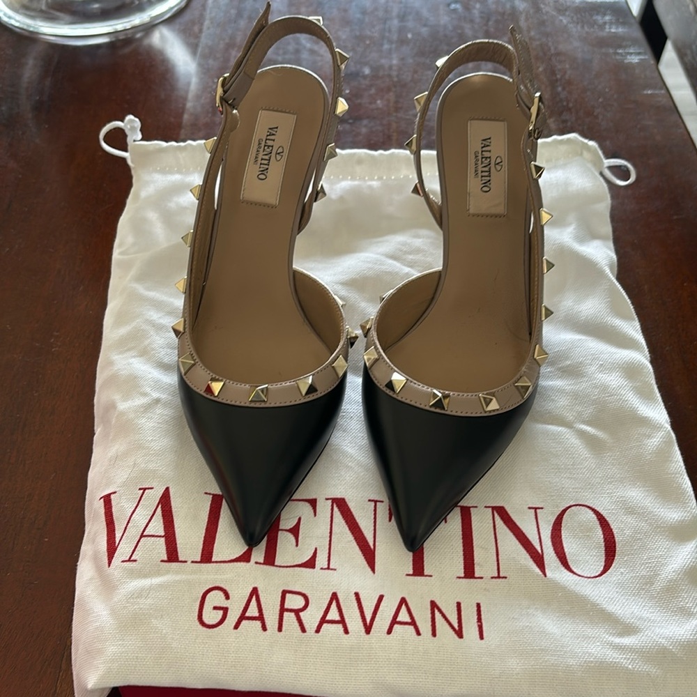 Valentino black slingback size 37